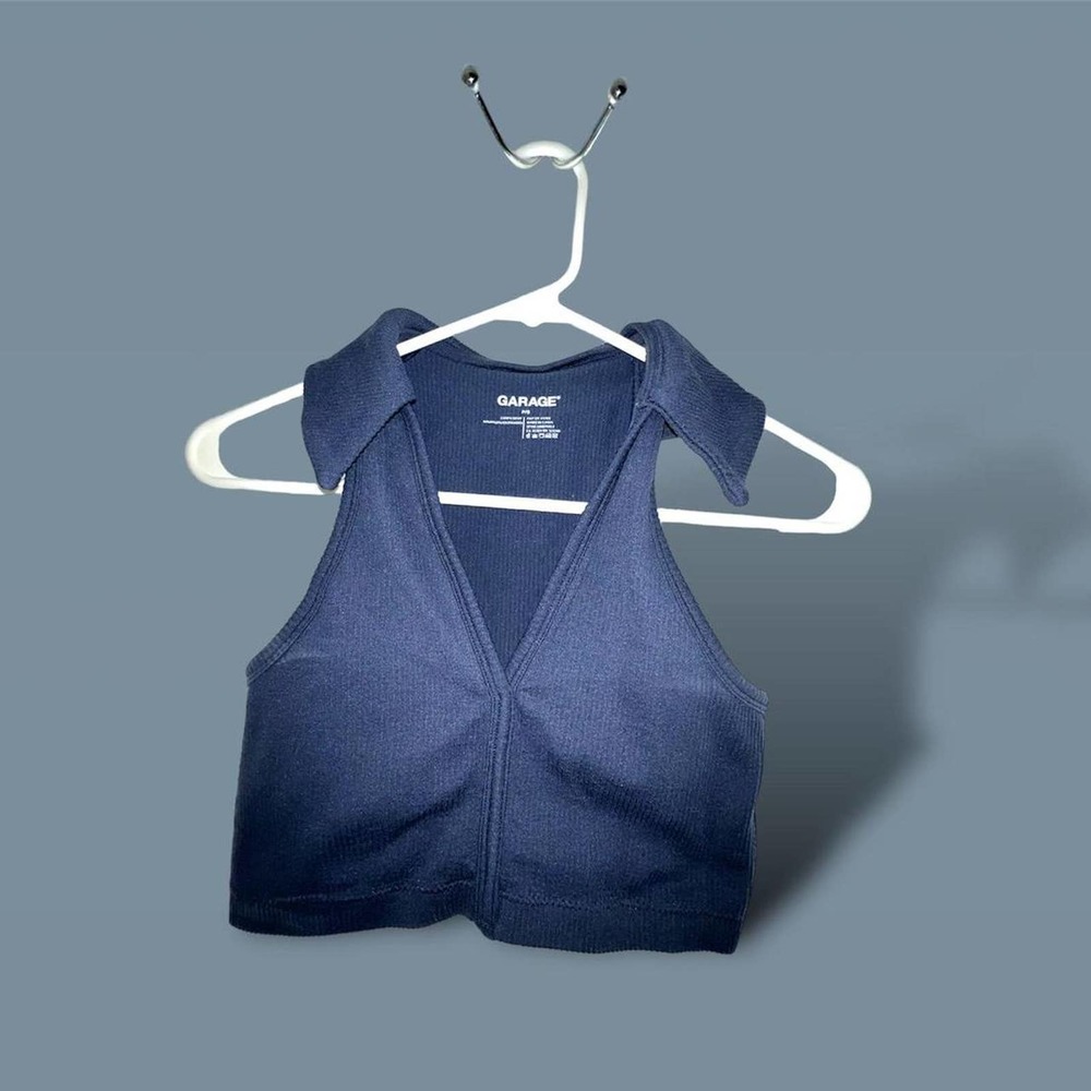Navy blue collared golfer top